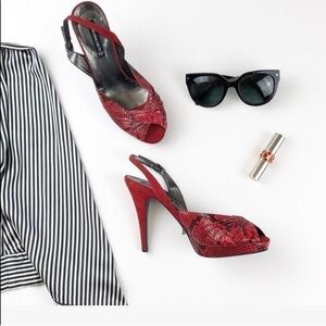 Claudia Ciuti stiletto open toe snake print